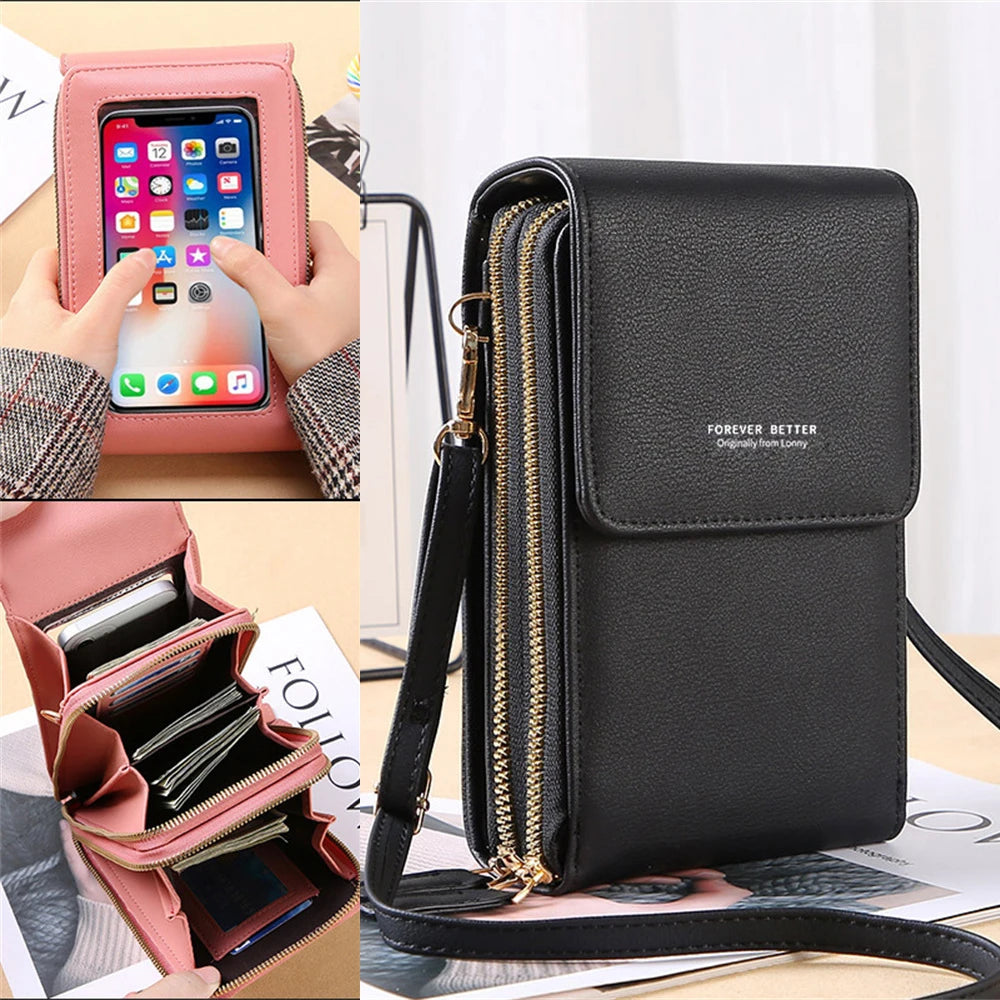 Small Crossbody Bag for Women Soft Leather Wallet Touch Screen Cell Phone Purse