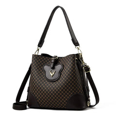 Women's Bag Autumn Contrast Portable Bucket Bag Large Capacity
