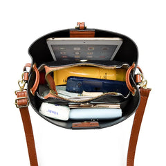 Women's Bag Autumn Contrast Portable Bucket Bag Large Capacity