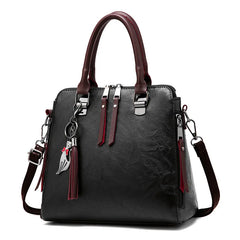 Retro Handbag Large Capacity Women's Bag with Fox Pendant