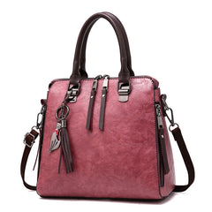 Retro Handbag Large Capacity Women's Bag with Fox Pendant