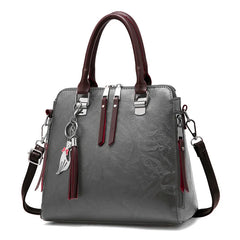 Retro Handbag Large Capacity Women's Bag with Fox Pendant