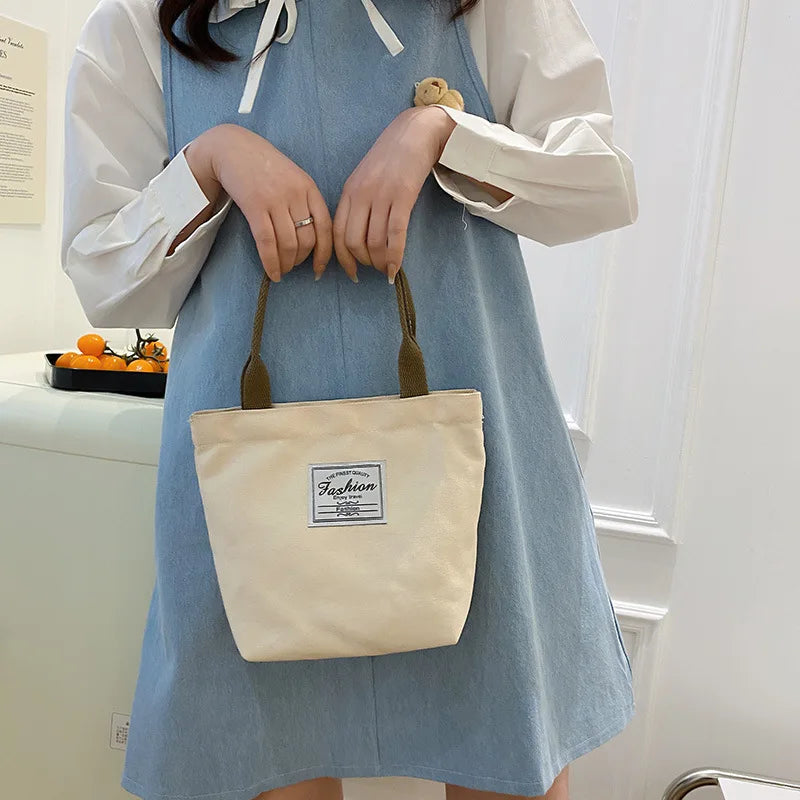 Canvas Large Capacity Casual Handbag for Women Top Handle Shopper Bags
