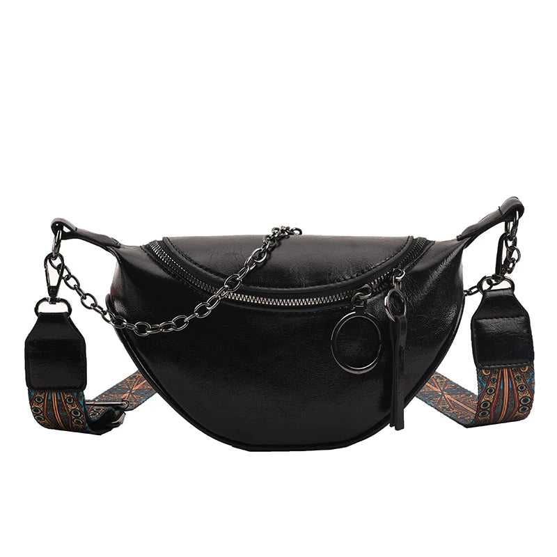 Women's Casual Crossbody Shoulder Bag Solid Leather Wave Packs