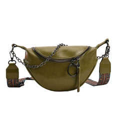 Women's Casual Crossbody Shoulder Bag Solid Leather Wave Packs