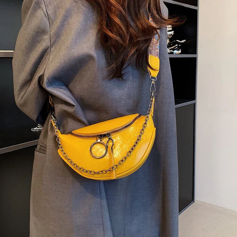 Women's Casual Crossbody Shoulder Bag Solid Leather Wave Packs