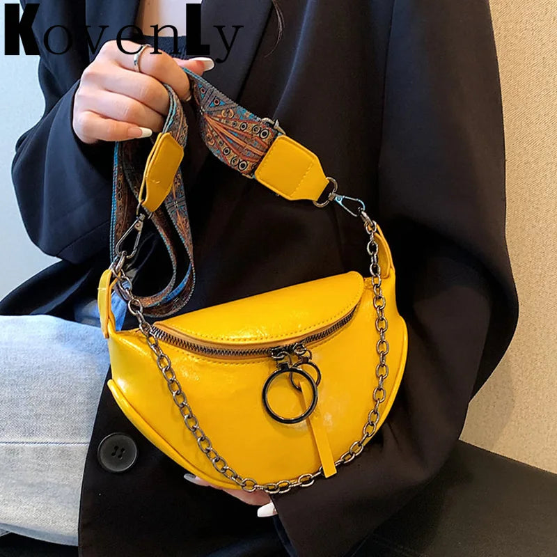 Women's Casual Crossbody Shoulder Bag Solid Leather Wave Packs