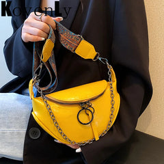 Women's Casual Crossbody Shoulder Bag Solid Leather Wave Packs