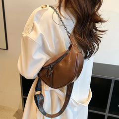 Women's Leather Crossbody Chest Bag Retro Shoulder Bag Wave Pack