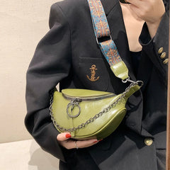 Women's Leather Crossbody Chest Bag Retro Shoulder Bag Wave Pack
