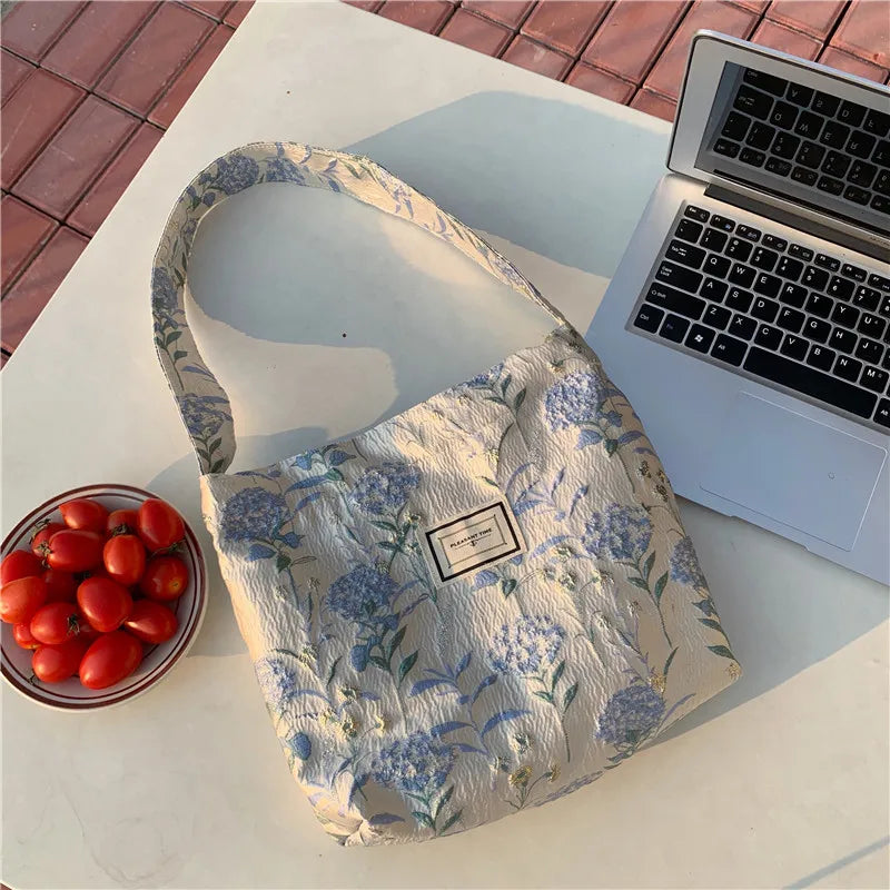 Casual Flower Print Shoulder Bag Large Capacity Handbag