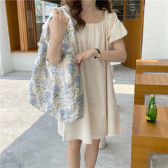 Casual Flower Print Shoulder Bag Large Capacity Handbag