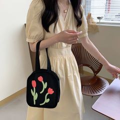 Casual Large Capacity Shoulder Bag Canvas Letter Harajuku Zipper Print