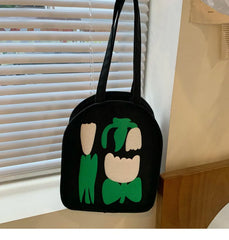 Casual Large Capacity Shoulder Bag Canvas Letter Harajuku Zipper Print