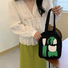 Casual Large Capacity Shoulder Bag Canvas Zipper Print Handbag