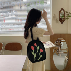 Casual Large Capacity Shoulder Bag Canvas Letter Harajuku Zipper Print