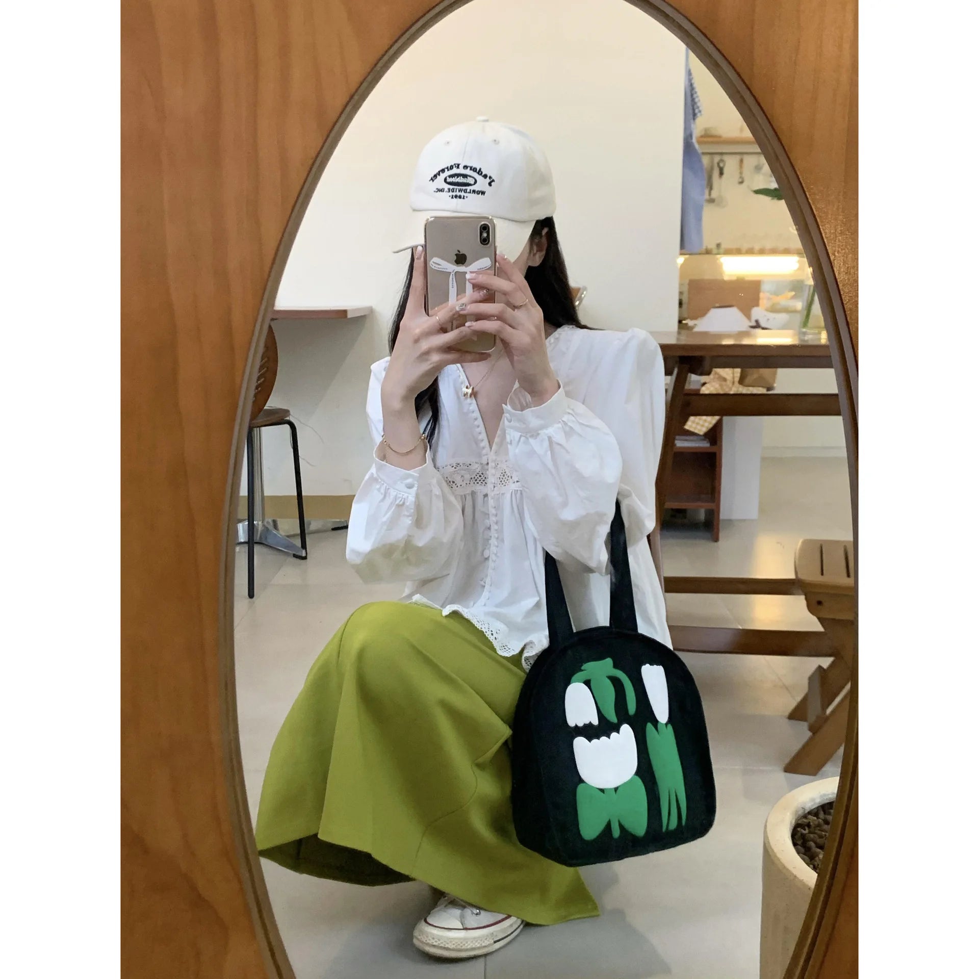 Casual Large Capacity Shoulder Bag Canvas Zipper Print Handbag