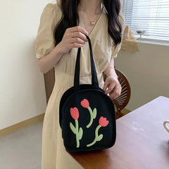 Casual Large Capacity Shoulder Bag Canvas Letter Harajuku Zipper Print