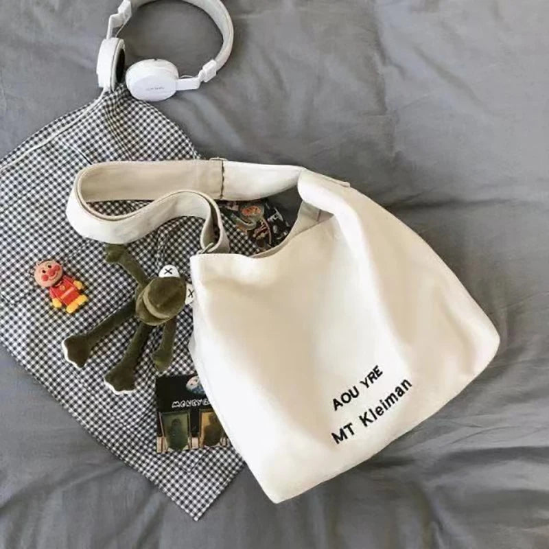 Canvas Shoulder Bag Large Capacity Harajuku Print Handbag