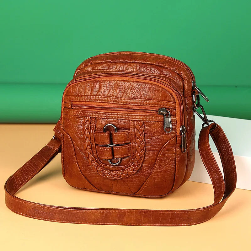 Women's Crossbody Bag High PU Leather Shoulder Zipper Messenger Casual