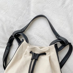 Women's Bucket Handbags Drawstring Small Shoulder Bag PU Leather Crossbody