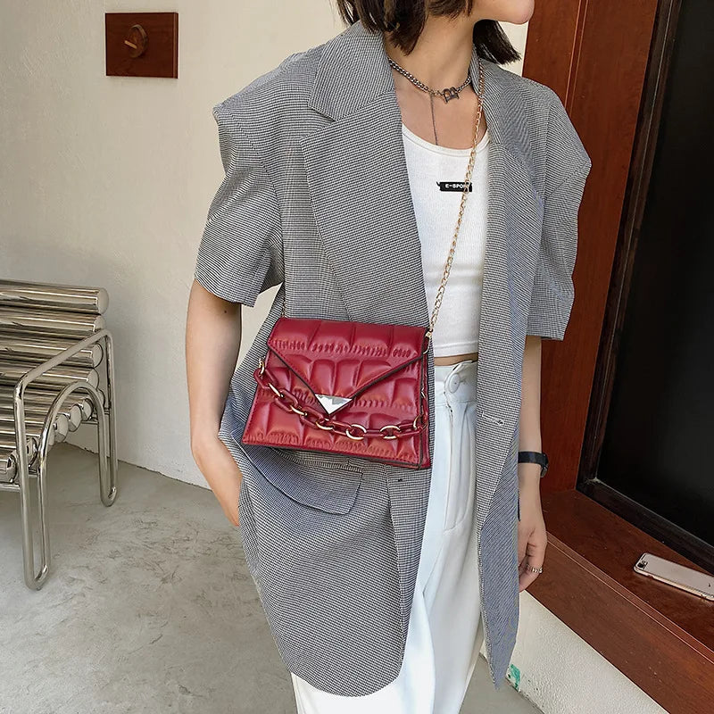 Small Square Crossbody Bag Chain Western Style for Women