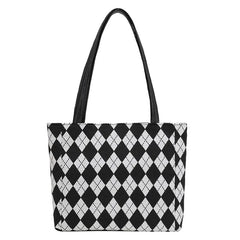 Women's Large Capacity Retro Rhombus Tote Bag
