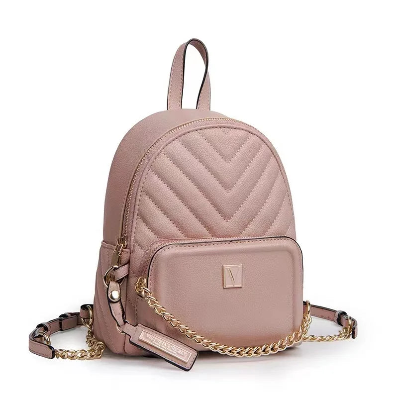 Quilted Chain Backpack for Women, Versatile Travel Bag with Pocket