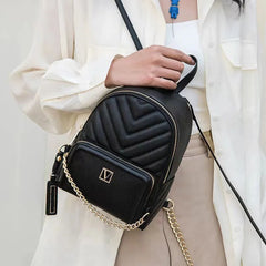 Quilted Chain Backpack for Women, Versatile Travel Bag with Pocket