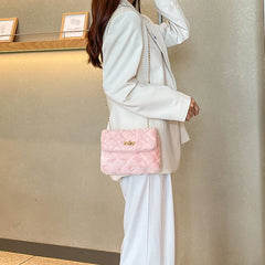 Women's Fleece Crossbody Messenger Bag with Chain Strip