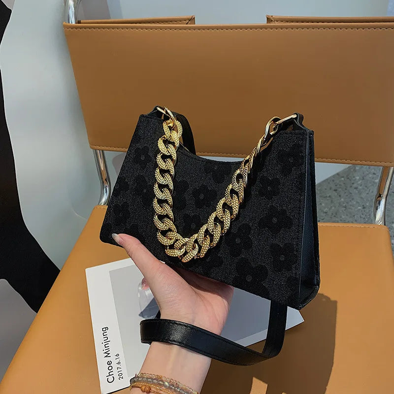 Women's Jacquard Chain Shoulder Bag Portable Spring Summer Bags