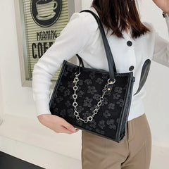Women's Large Jacquard Chain Tote Shoulder Crossbody Bag