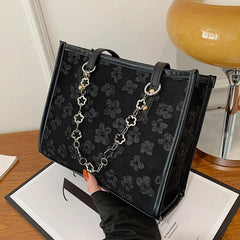 Women's Large Jacquard Chain Tote Shoulder Crossbody Bag