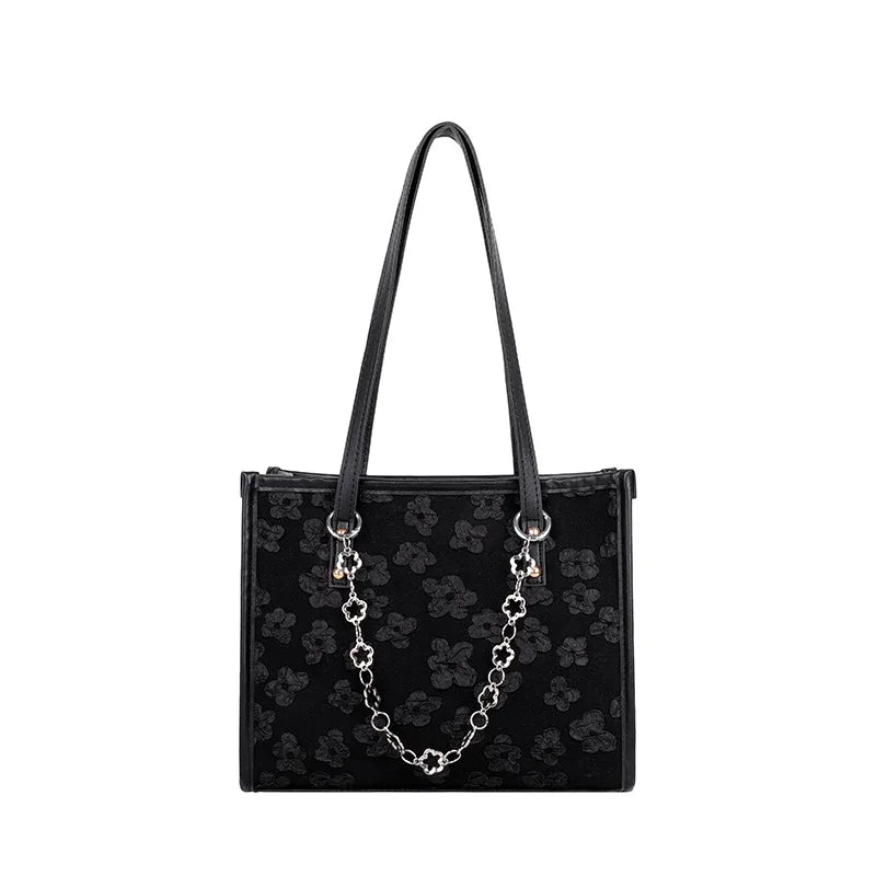 Women's Large Jacquard Chain Tote Shoulder Crossbody Bag