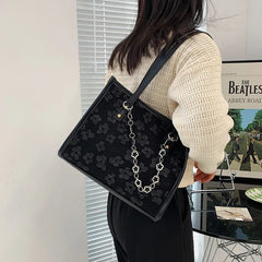 Women's Large Jacquard Chain Tote Shoulder Crossbody Bag