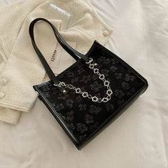 Women's Large Jacquard Chain Tote Shoulder Crossbody Bag