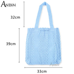 Women's Bag Knitting Wool Shoulder Casual Female Reusable Large Capacity Handbag