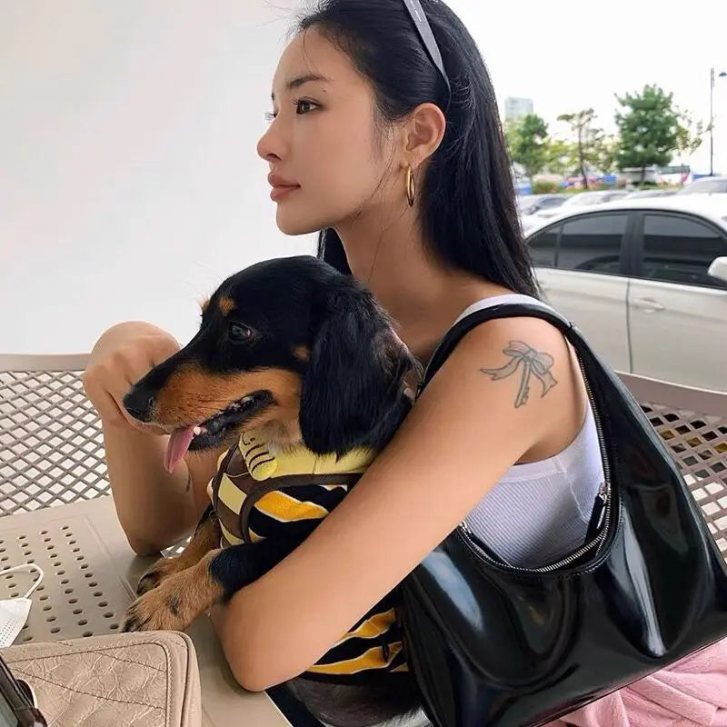 Women's Small Handbag Zipper Shoulder Bag PU Leather Lady Underarm Bag