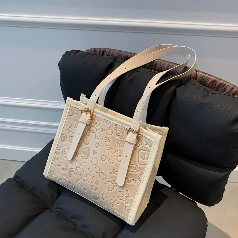 Women's Large Capacity Shoulder Tote Bag for Commuter, Autumn Simplicity Style