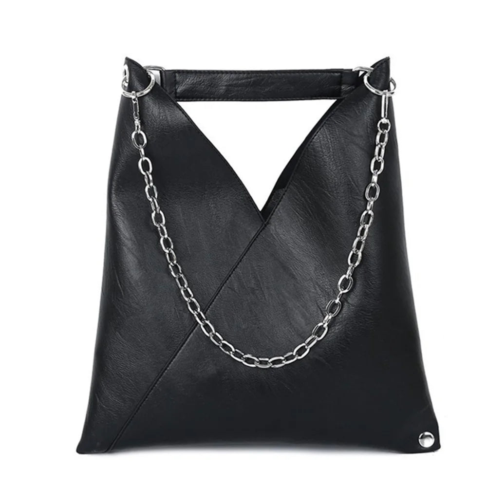 Women's High Capacity PU Leather Shoulder Bag with Chains