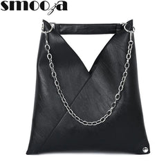 Women's High Capacity PU Leather Shoulder Bag with Chains