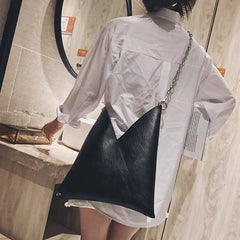 Women's High Capacity PU Leather Shoulder Bag with Chains