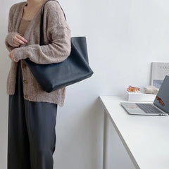 Women's Large Capacity Shoulder Bags PU Leather Handbags Retro Tote Bags