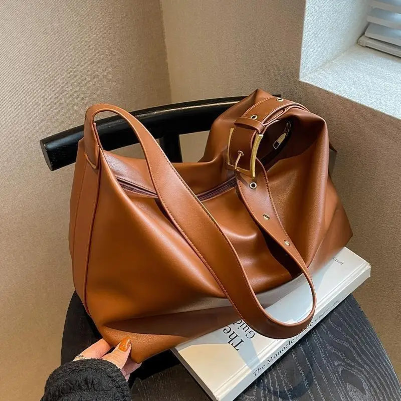 Women's Large Capacity Soft Leather Shoulder Bag Crossbody Tote Handbag