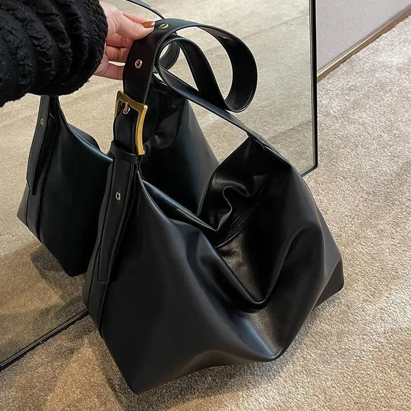 Women's Large Capacity Soft Leather Shoulder Bag Crossbody Tote Handbag