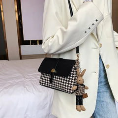 Women's Houndstooth Crossbody Bag Winter Fashion