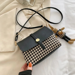 Women's Houndstooth Crossbody Bag Winter Fashion