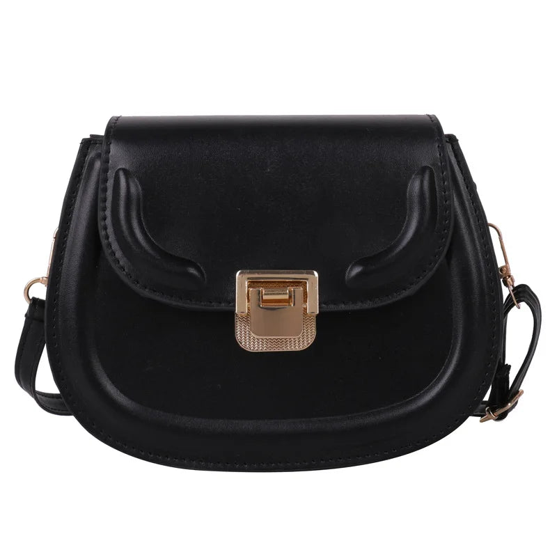 Women's Retro Bag Lock Catch Shoulder Saddle Bag
