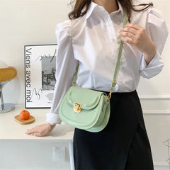 Women's Retro Bag Lock Catch Shoulder Saddle Bag
