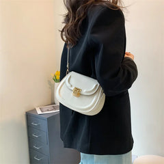 Women's Retro Bag Lock Catch Shoulder Saddle Bag